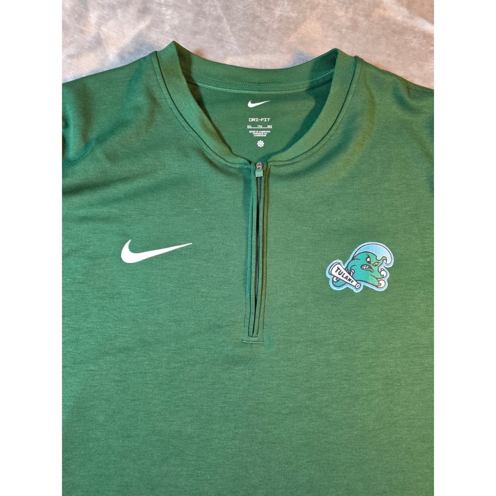 Tulane Green Wave‎ Nike Coaches Dri-FIT Pullover 1/4 Zip Shirt Mens 2XL L/S
